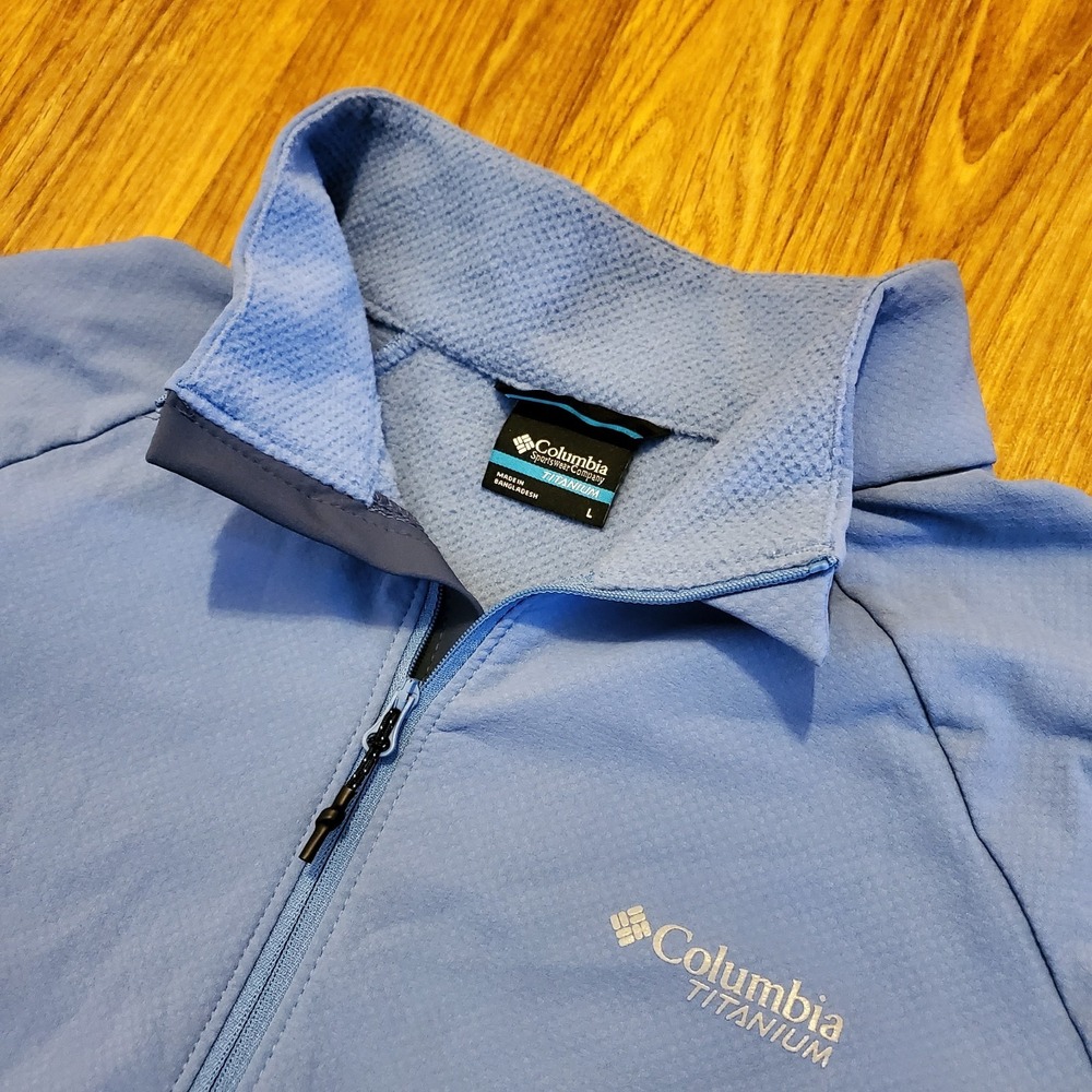 Columbia Titanium‎ Jacket Women Large Blue Omni-Shield Stretch Hiking